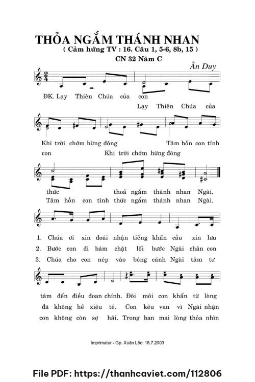Thỏa ngắm thánh nhan - Ân Duy - trang 1