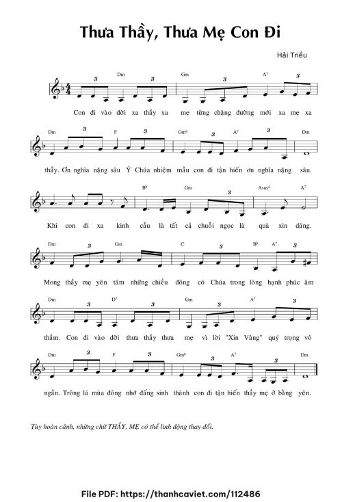 Thưa thầy, thưa mẹ con đi - Hải Triều - trang 1