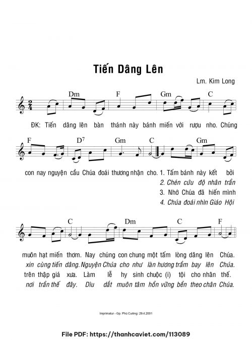 Tiến dâng lên - Lm. Kim Long - trang 1