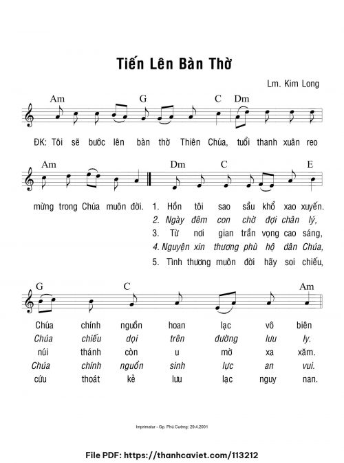 Tiến lên bàn thờ - Lm. Kim Long - trang 1