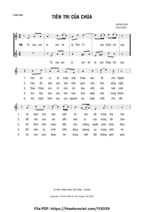 Tiên tri của Chúa - Lm. Dao Kim - Minh Hân - trang 1