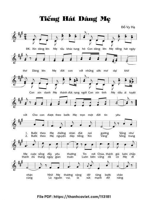 Tiếng hát dâng Mẹ - Đỗ Vy Hạ - trang 1