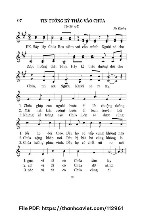 Tin tưởng ký thác vào Chúa - Lm. Fa Thăng - trang 1