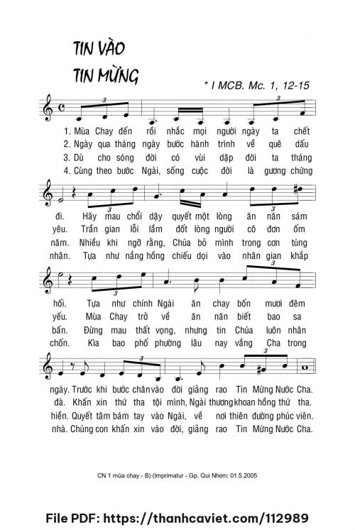 Tin vào Tin Mừng - Lm. La Thập Tự - trang 1