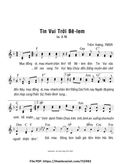 Tin vui trời Bêlem - Sr. Trầm Hương - trang 1