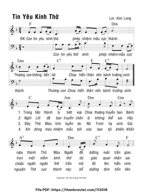 Tin yêu kính thờ - Lm. Kim Long - trang 1