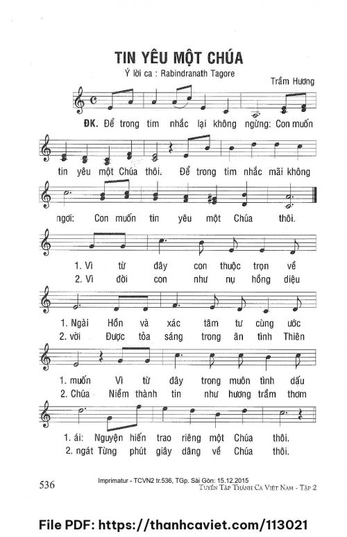 Tin yêu một Chúa - Sr. Trầm Hương - trang 1